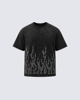 Retro Washed Flame Print Personalized T-Shirt