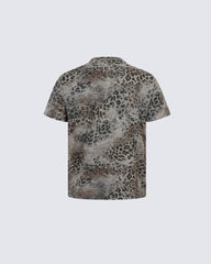American High Street Style Leopard Print Fashion T-Shirt