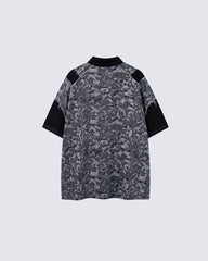 Retro Distressed Camo Zip-up Shirt