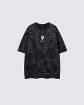 Tie-Dye Tribal Flame Graphic Oversized T-Shirt
