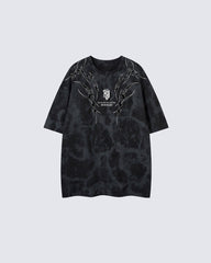 Tie-Dye Tribal Flame Graphic Oversized T-Shirt