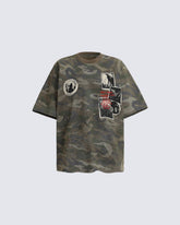 Distressed Patch Embroidered Short Sleeve T-Shirt