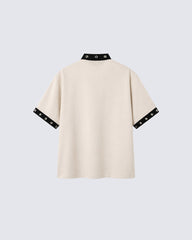 Graphic Stud Collar Contrast Tee