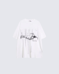 Gothic Chain Print Oversized Black T-Shirt