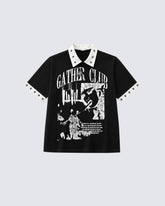 Graphic Stud Collar Contrast Tee