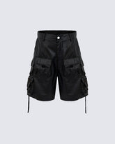 New Coated Zip Utility Cargo Shorts