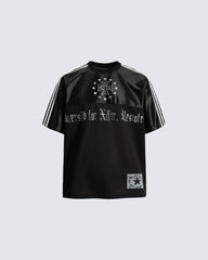 Black Gothic Letter Stripe Sport T-Shirt