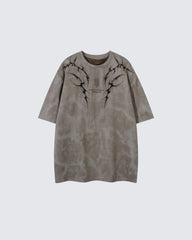 Tie-Dye Tribal Flame Graphic Oversized T-Shirt