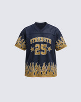 Flame Print Mesh Jersey Casual Tee