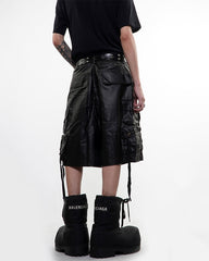 New Coated Zip Utility Cargo Shorts