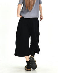 Script Embroidered Utility Cargo Bermuda Shorts