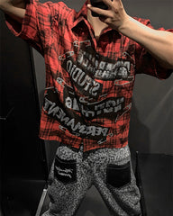 New American Red Plaid Print Shirt