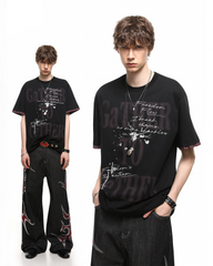 Vintage Washed Letter Print T-Shirt