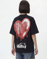Gothic Skeleton Heart Print Waffle T-Shirt