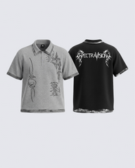 Vintage Gothic Cross Washed Polo Shirt