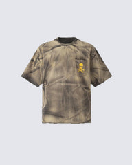 Vintage Washed Skull Graphic Pocket T-Shirt