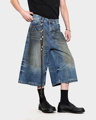 Vintage Washed Pleated Cat’s Whisker Denim Pants