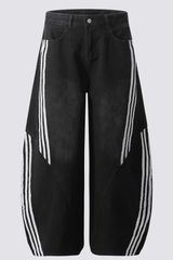 Carbon Fade Stripe Barrel Jeans In Black