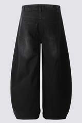 Carbon Fade Stripe Barrel Jeans In Black