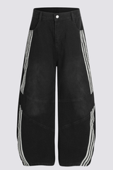 Concrete Drift Stripe Barrel Jeans In Black