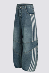Concrete Drift Stripe Barrel Jeans In Blue