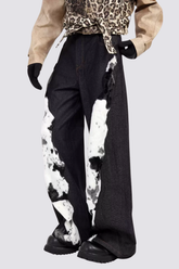 Crash Tape Splicing Wide Leg Jeans