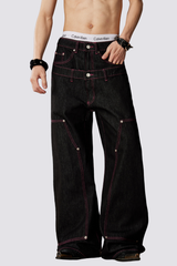 Drift Abrasion Barrel Double Waistband Jeans
