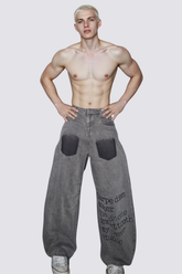 Dust Velocity Print Wide Leg Jeans