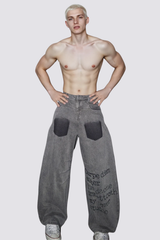 Dust Velocity Print Wide Leg Jeans