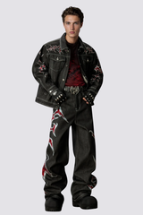 Hype Stitch Rhinestone Straight Jeans