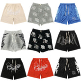 High version Mixed EMOTION ME American retro waffle mesh hot drilled hole shorts for both men and women