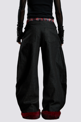 Path Fire Fur Barrel Jeans Black