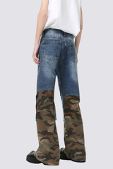 Raw Glow Ripped Camouflage Bootcut Jeans