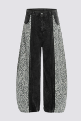 Raw Traction Leopard Barrel Jeans