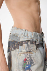 Scan Glitch Print Straight Jeans