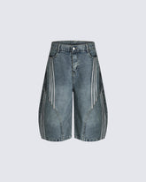 Side Stripe Panel Seven-Length Denim Pants