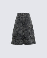 New Camo Layered Cargo Shorts