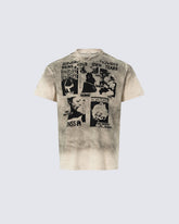 American Retro Tie-Dye Distressed Print Casual T-Shirt