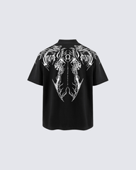 Black Graphic T-shirt with Abstract Print