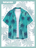 Men's Vice City Inspired Hawaiian Shirt – Tropical Palm Leaf Short Sleeve Button-Up Beach Vacation Shirt