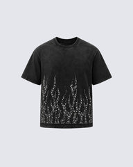 Retro Washed Flame Print Personalized T-Shirt