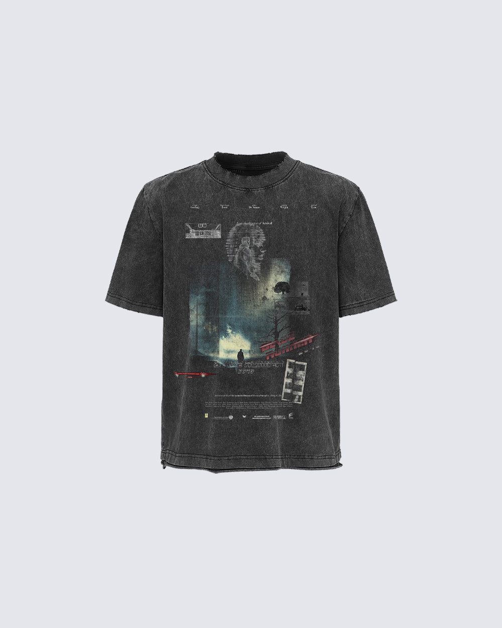Dark Washed Futuristic Graphic Short Sleeve T-Shirt