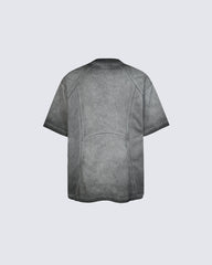 American Vintage Washed Panel Stitching Short Sleeve T-Shirt