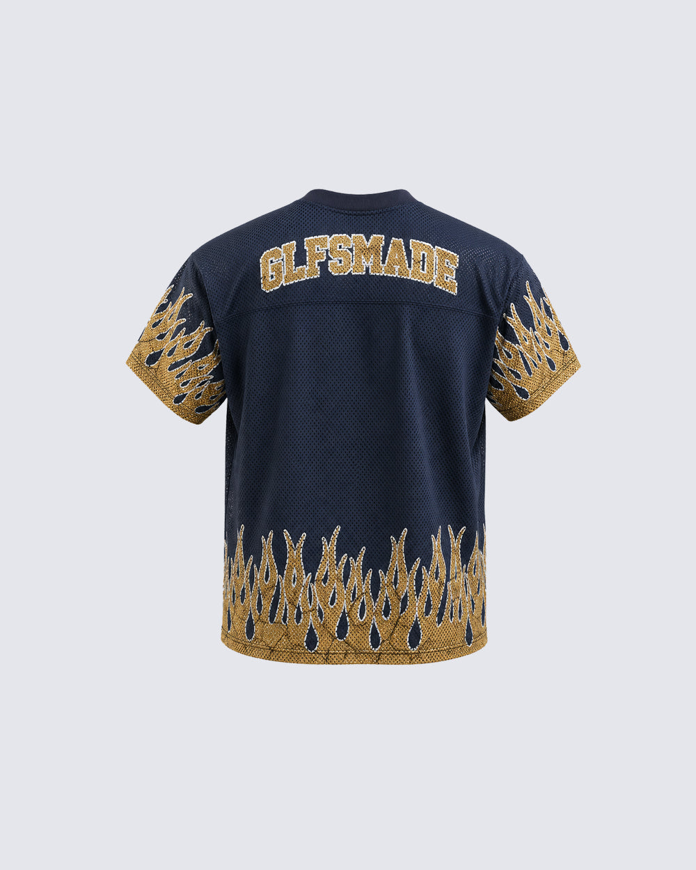Flame Print Mesh Jersey Casual Tee