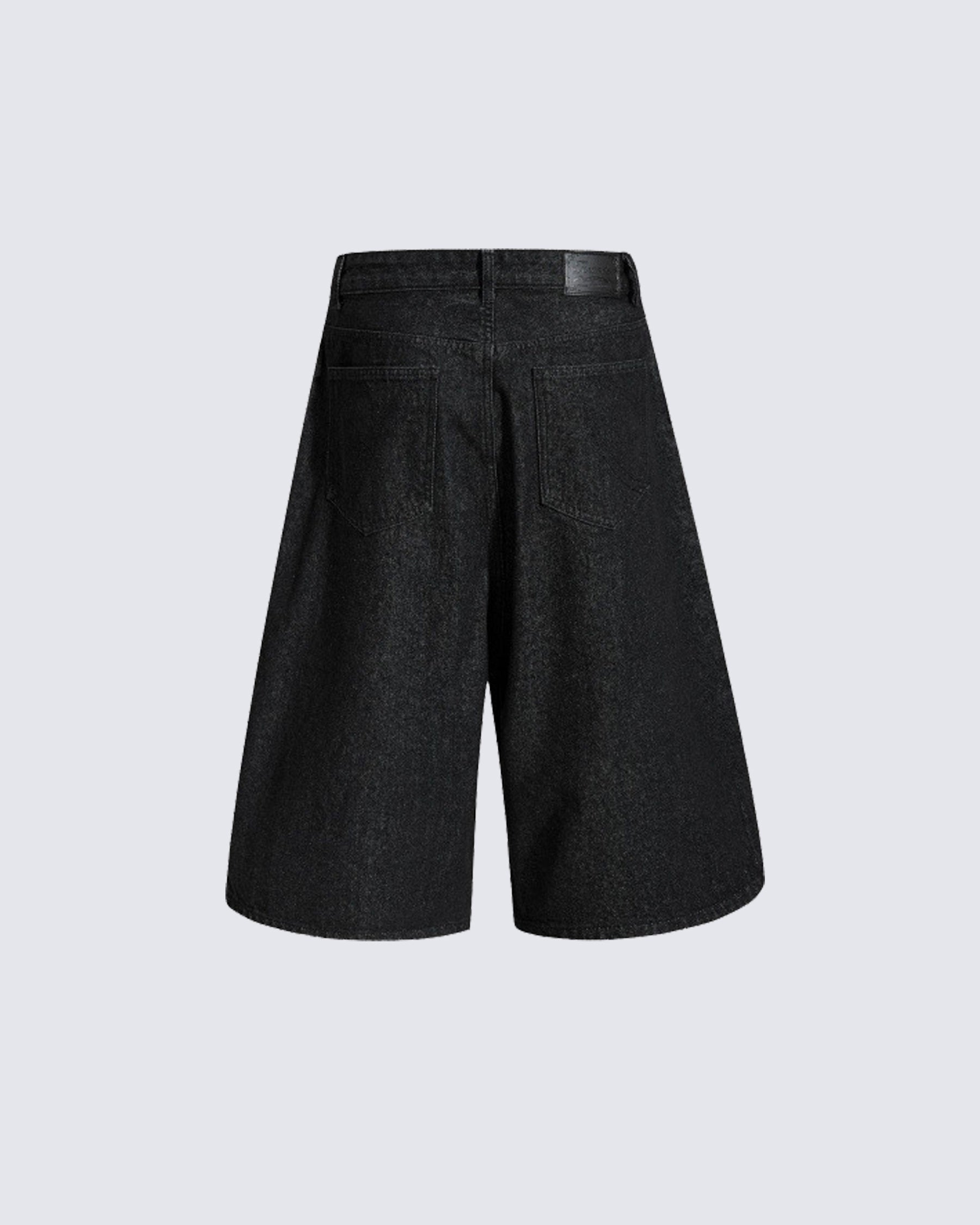 Button Detail Denim Wide  Loose Shorts