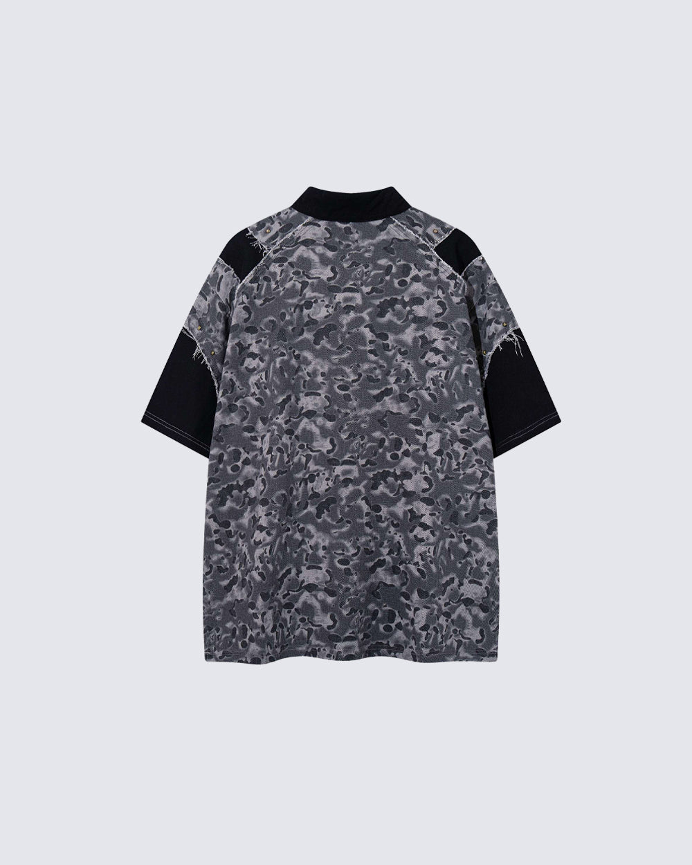 Retro Distressed Camo Zip-up Shirt