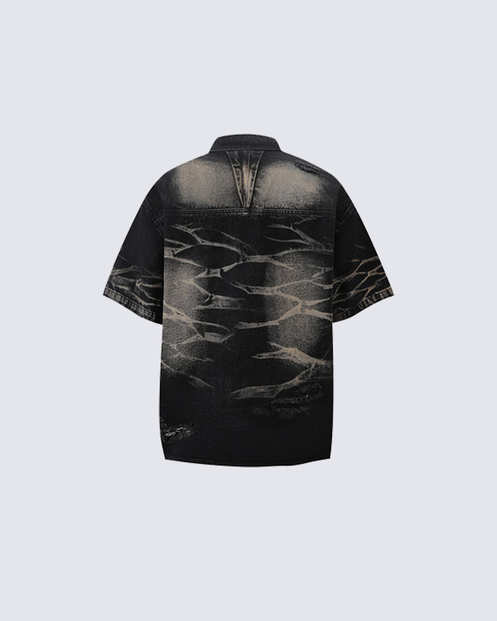 Vintage Washed Shadow Print Short Sleeve Shirt