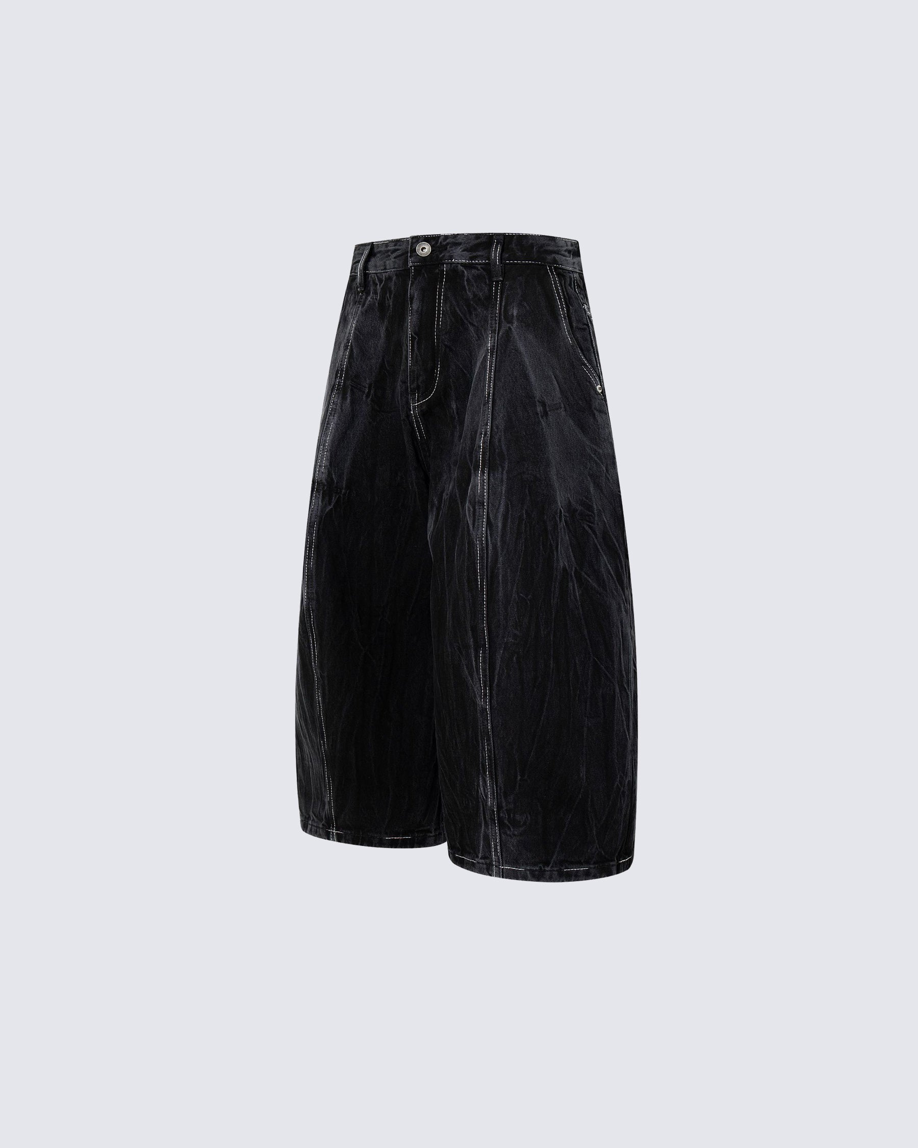 American-Style Distressed Denim Capri Pants