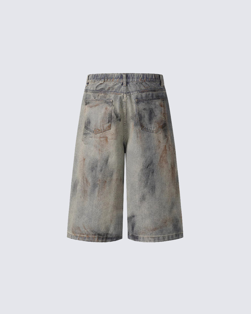 American Vintage Dirty Wash Loose Fit Denim Shorts