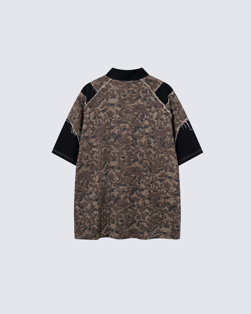 Retro Distressed Camo Zip-up Shirt
